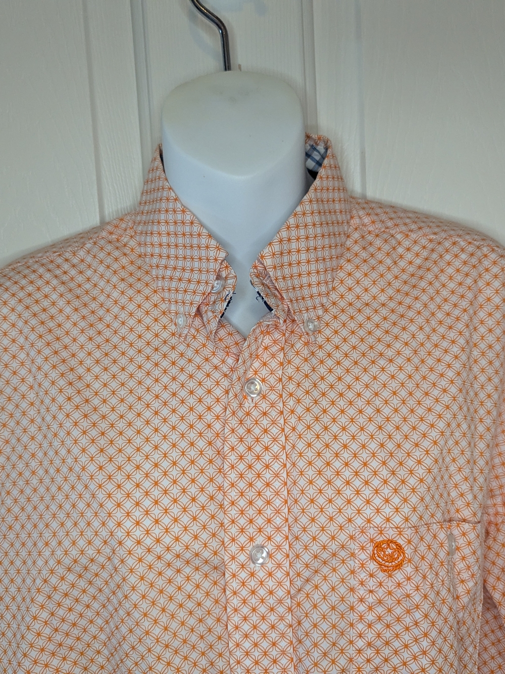 Wrangler George Strait Collection Shirt  Button Up Western Orange/White Men's M - Picture 3 of 11